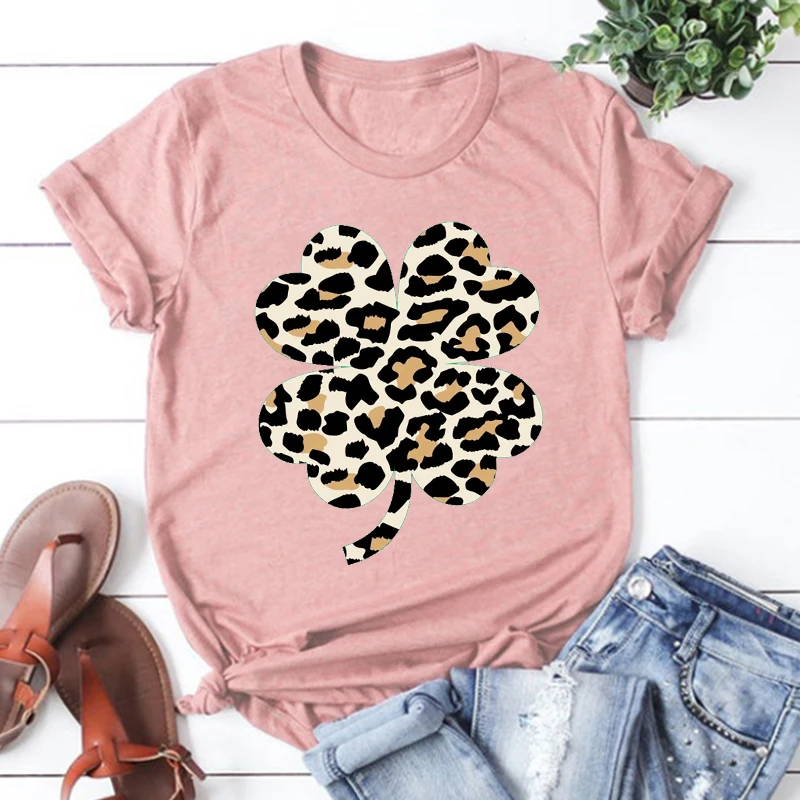 

St. Patricks Day Shirt Woman Leopard Shamrock Tshirt Lucky Top St. Patricks Day Shirt Women's Shamrock Tee Teacher Tops L