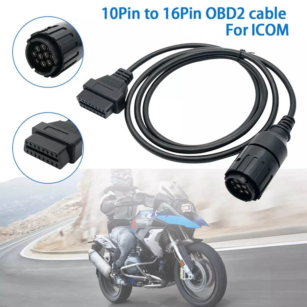 For BMW Motorcycles 10 Pin Adapter ICOM-D Cable For BMW 10Pin To 16Pin OBD2 Diagnostic Connector Motobikes OBD 2 Extension Cable