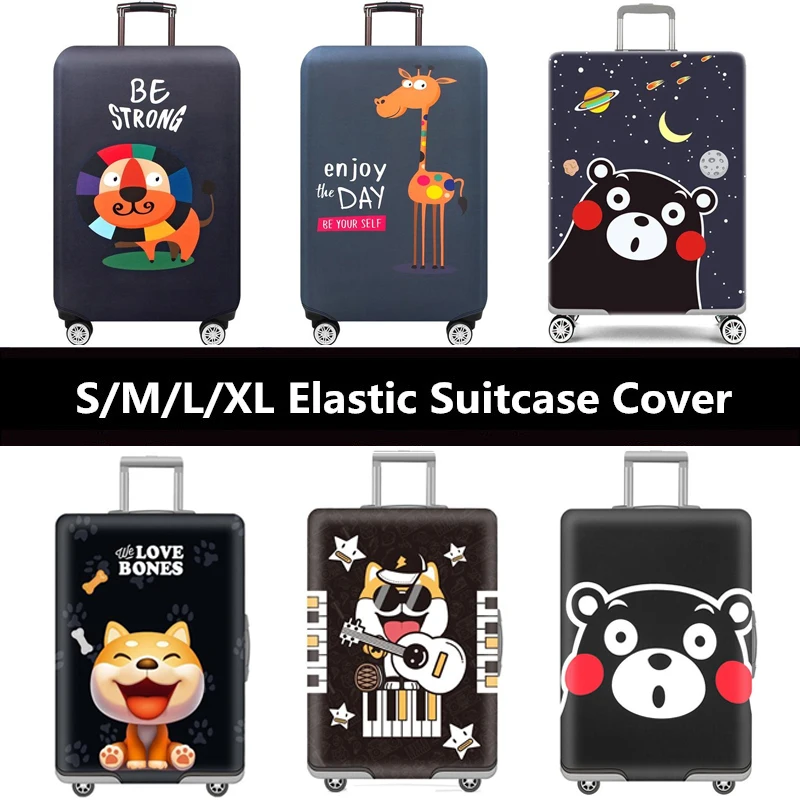 18-22inch Cartoon Dinosaur Pattern Thick Elastic World Map Luggage Protective Cover Suitcase Trolley Sheath Travel Protective
