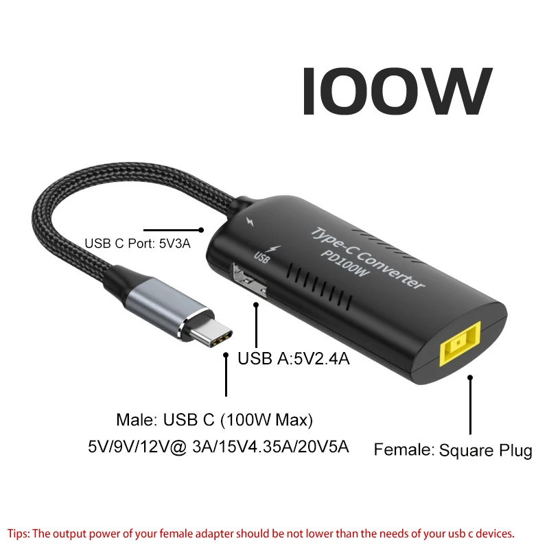 

PD 100W Charger Adapter Nylon Braided Multifunctional Charger Converter Plug And Play Adapter Charger Converter for Mobile Phone