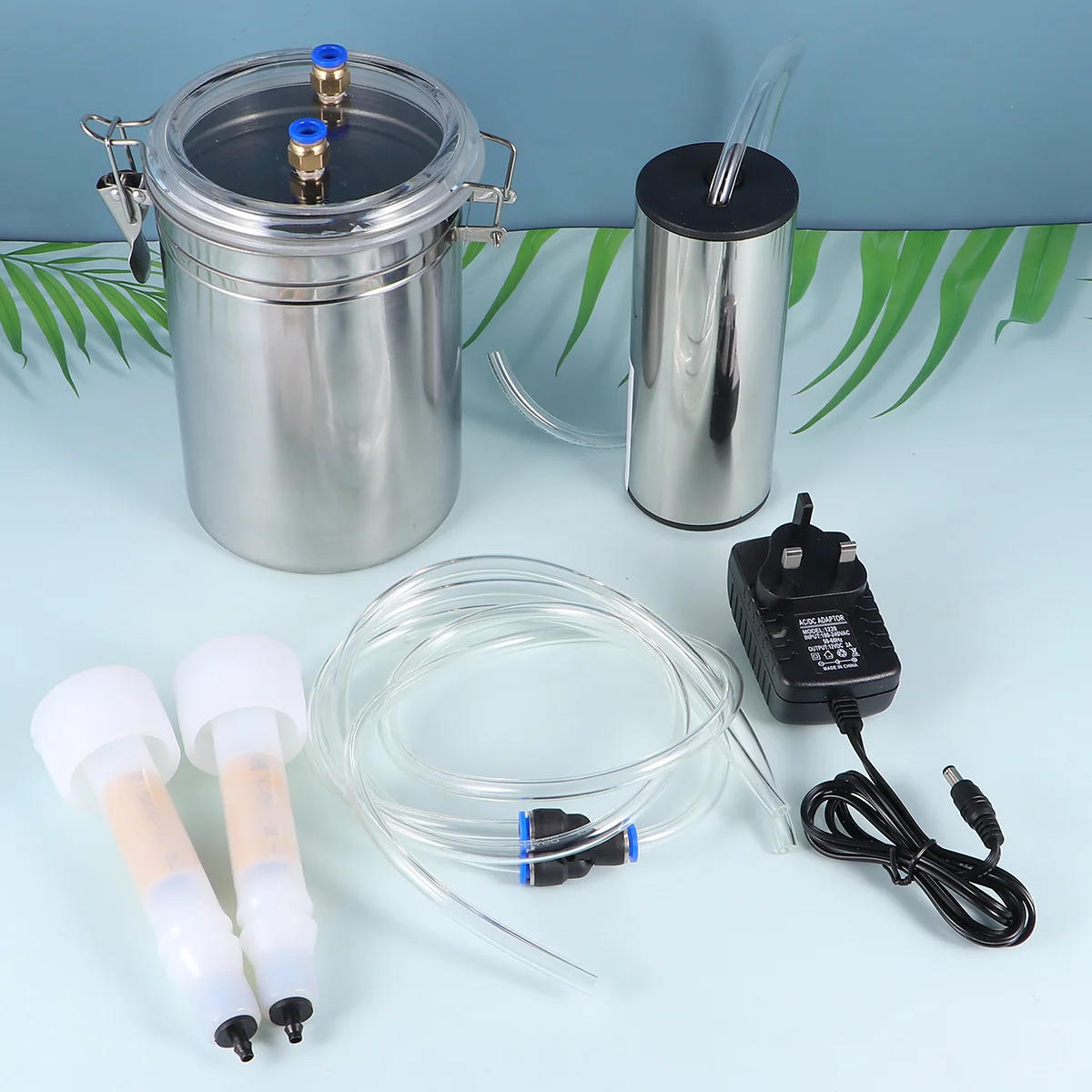 

2L Electric Milking Machine Goat Sheep Stainless Steel Bucket Suction Vacuum Pump Household Milker Milking Machines (UK Plug)