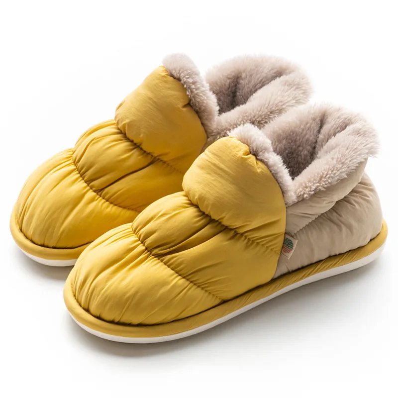 

Non Slip Women's Slippers Winter Warm Home Slippers Waterproof Couple Shoes Casual Indoor Lady Flat Shoes Thicken Cotton Shoes