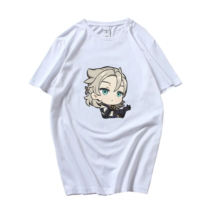 

Genshin Impact Albedo Cartoon T Shirt Crewneck TShirts Cute Kawaii Tshirt 100 Cotton Untamed Tops Camiseta Ulzzang Girl Tee