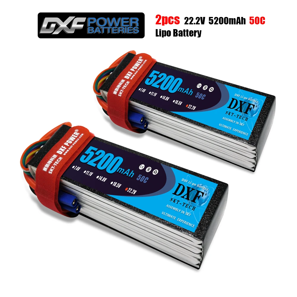 2PCS DXF 7.4V 11.1V 14.8V 22.2V 2S 3S 4S 6S 5200Mah 6300Mah 6500mAh 6200mAh 8000mAh 7000mAh Lipo Batteries For RC truck Drone