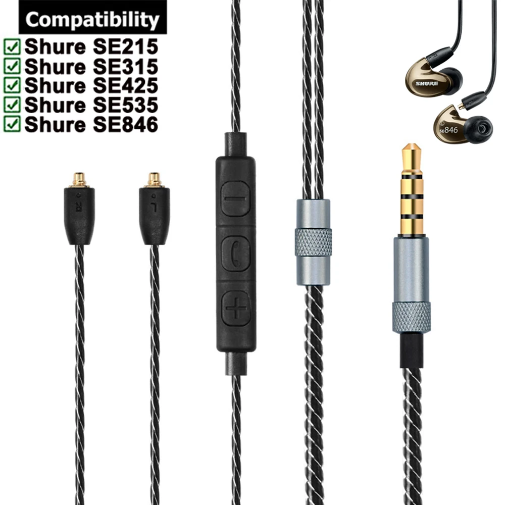 

Сменный стерео аудио Aux кабель MMCX OFC удлинитель для наушников Shure SE215 SE315 SE846 SE535 SE425 KSE1500
