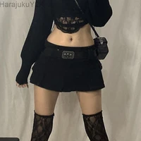 goth black denim micro mini shorts skirt low waist y2k grunge skirts womens 2022 spring korean fashion white jean skirt