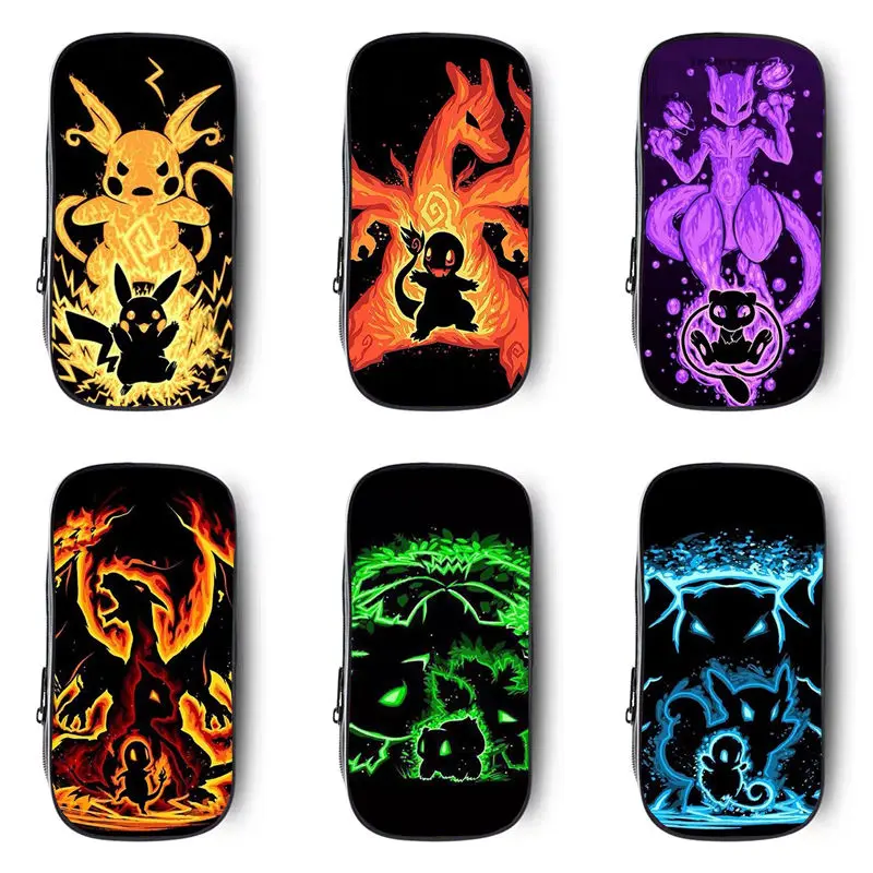 

Pokemon Kawaii Pikachu Elementary School Children Large Capacity Zip Canvas Pencil Case Stationery Box Female Boys