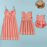 summer mother daughter pink long dresses matching family outfitsmommy and me clothes mother and daughter family look set