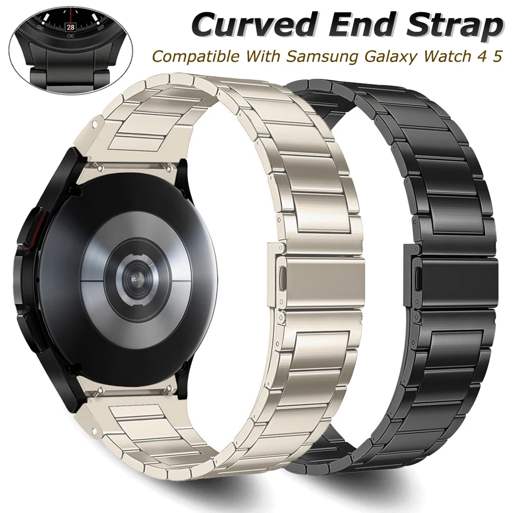 

Curved End Strap For Samsung Galaxy Watch Band 5 Pro 45mm 4 40 44mm Stainless Steel No Gaps Bracelet For Watch 4 Classic 42 46MM