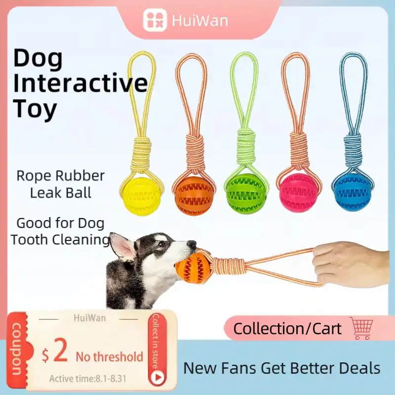 

Dog Toys Treat Balls Interactive Hemp Rope Rubber Leaking Balls for Small Dogs Chewing Bite Resistant Toys Pet Tooth Cleaning