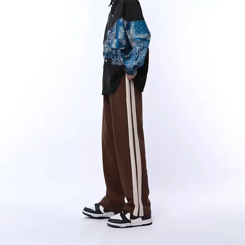 Модные мужские повседневные брюки 2023 широкие прямые спортивные штаны в