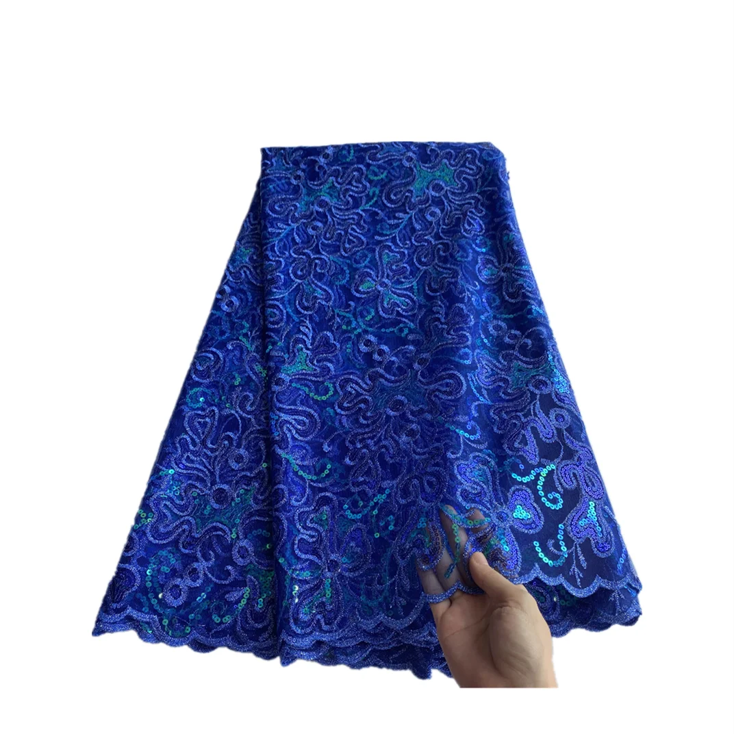 

Latest Nigerian Laces 2022 High Quality for Wedding Dress Sewing Beautiful Sequins Lace Fabric for Gown LSSN02