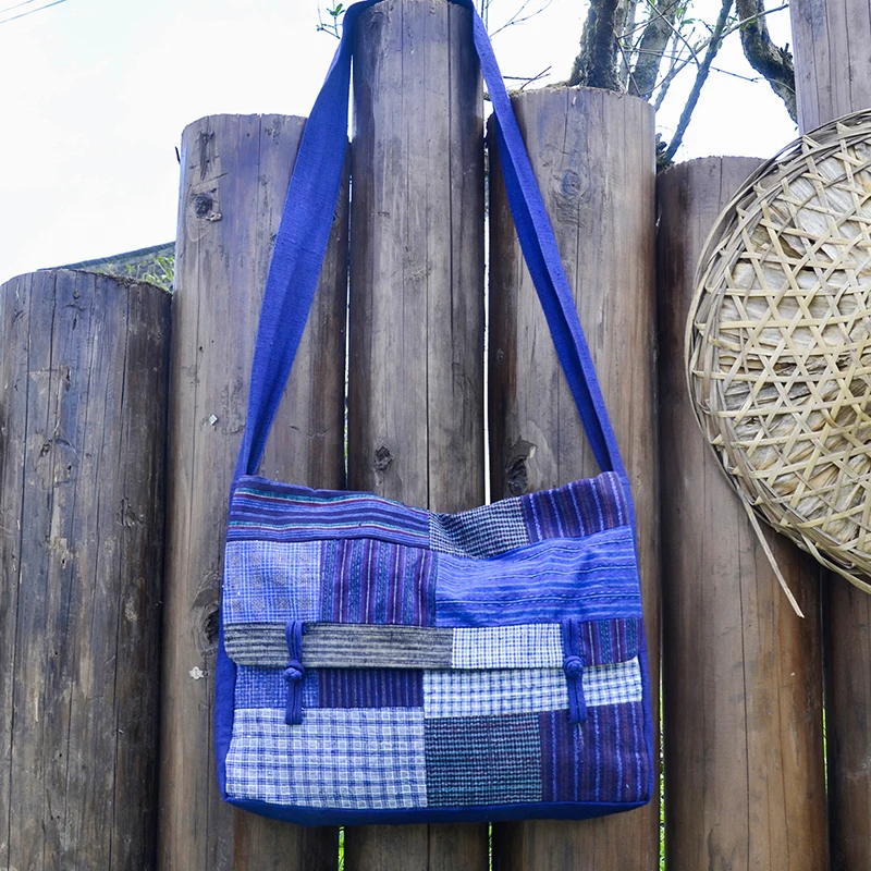 

Hand-Woven Cloth Patchwork 1980 S Old Schoolbag Crossbody Bag Retro One Shoulder Bag Cloth Bag