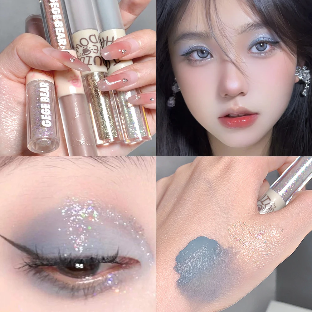 

Double-head Glitter Sequin Liquid Eyeshadow Waterproof Matte Blue Grey Brightening Shimmer Lying Silkworm Highlighter Eye Makeup