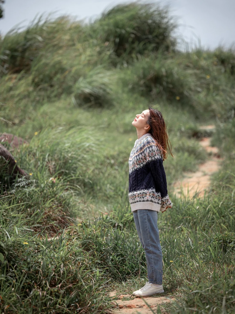 Весенний оригинальный дизайн женский ручной вязаный пуловер Fair Isle Исландии