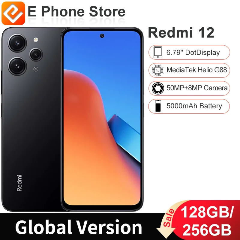 Глобальная версия Redmi 12 128 ГБ/256 ГБ 6 79 &quot2460x1080 FHD + DotDisplay MediaTek Helio G88 аккумулятор 5000