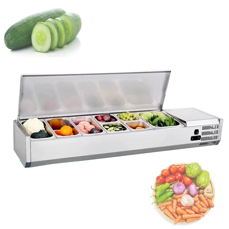 Commercial Table Top Cold Refrigerated Salad Counter Chiller Salad Bar Counter Display Fridge Refrigerator