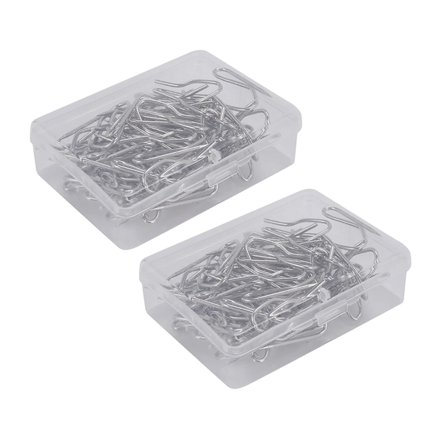 

100 Pack Metal Curtain Hooks Drapery Hook Pins with Clear Box for Window Curtain, Door Curtain and Shower Curtain