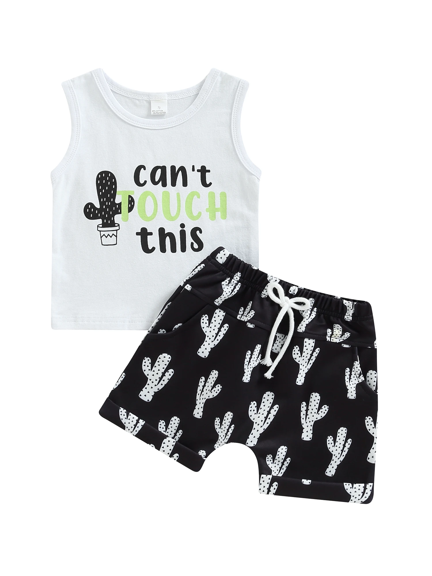 

Детский летний жилет с рисунком кактуса для маленьких мальчиков 2 шт. одежды