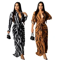 women tie dye button up with sashes stacked ruched dress long sleeve autumn winter sexy party clubwear slim dresses clothes