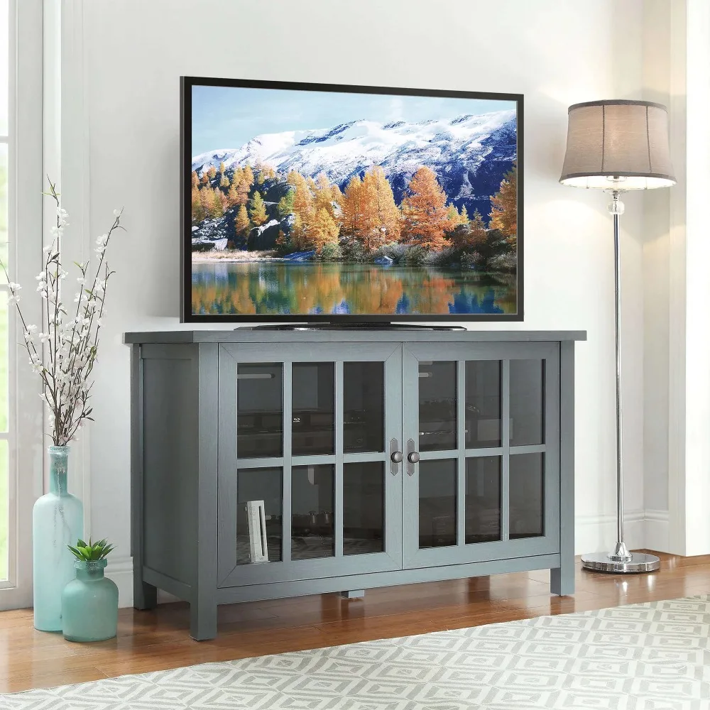 

Oxford Square TV Stand for TVs Up to 55“ Entertainment Center for Tv Room Rack Antique Blue Furniture Living Room Table Btv Home