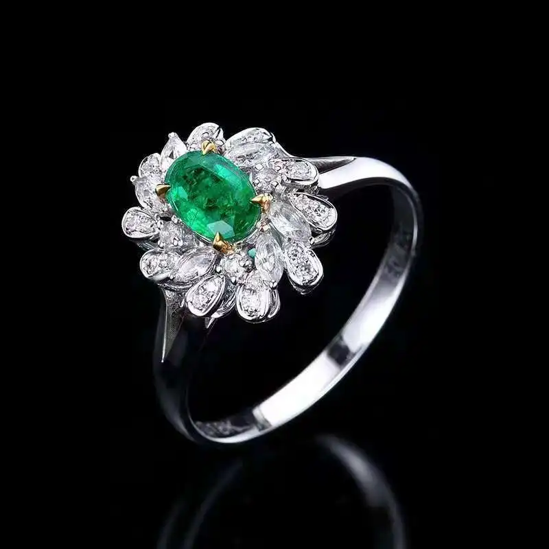 SGARIT Изящные Ювелирные изделия Φ 18K белое золото 0.42CT овальная форма натуральная