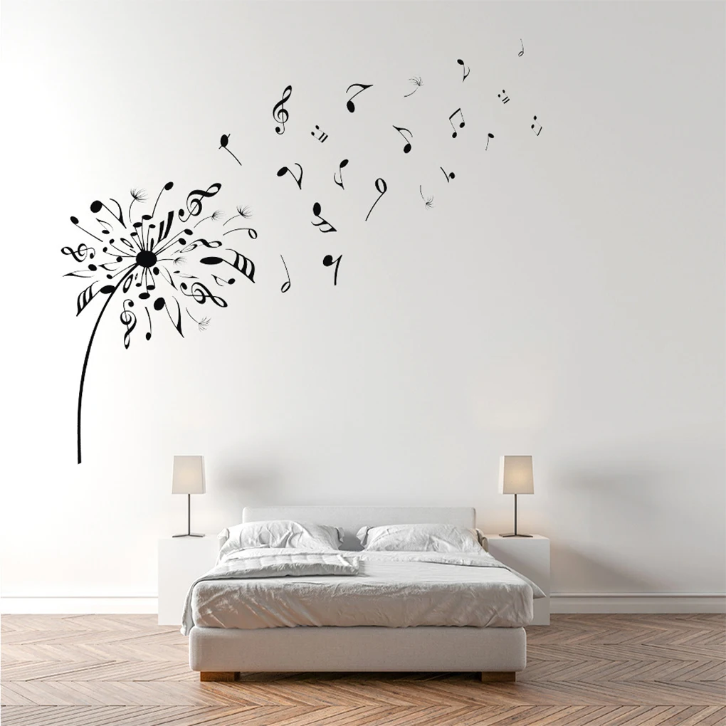 

Wall Sticker Dandelions Plant Flower Music Note Removable Poster Stickers Background Household Supply for Living Room