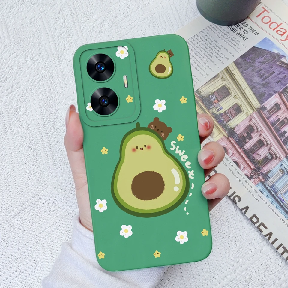 Для OPPO Realme C51 C53 C55 Narzo N53 Чехол Cute Avocado Cat Мягкий силиконовый противоударный чехол