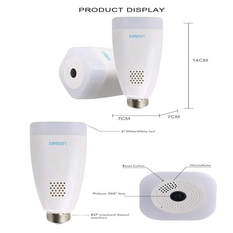 Беспроводная панорамная IP-камера с углом обзора 360 градусов 2 МП |