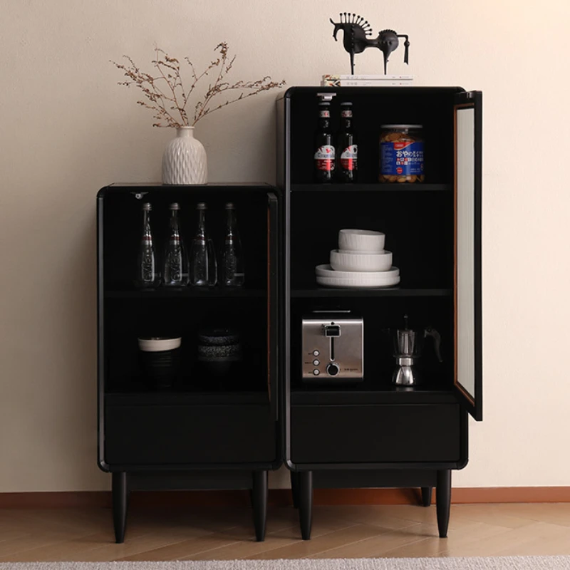 Роскошные черные Угловые стеклянные двери для гостиной шкафа духов под кровать