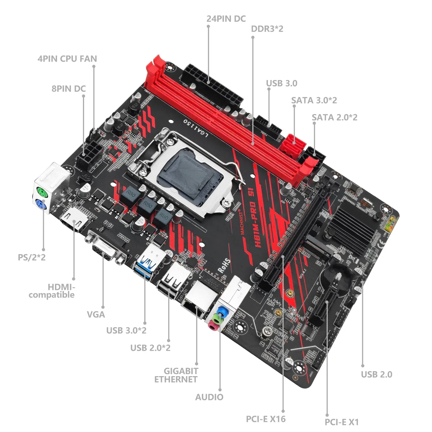 MACHINIST H81 Материнская плата LGA 1150 NVME M.2 Слот Поддержка i3 i5 i7/Xeon E3 V3 Процессор DDR3 RAM