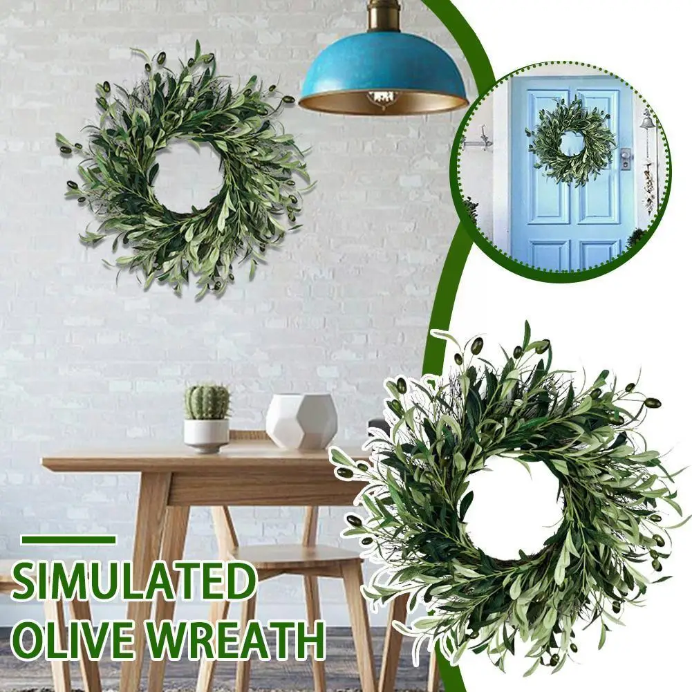 

Имитация оливкового венка, настенное украшение для двери дома, мирная гирлянда, оливковый искусственный венок, украшения для окна, листья C1g8