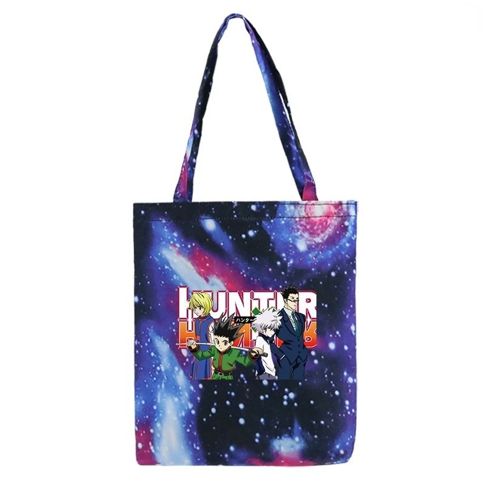 

Сумка для покупок из полиэстера с мультяшным аниме HUNTER×HUNTER, модная повседневная сумка через плечо для подростков, мужчин и женщин, сумка для...