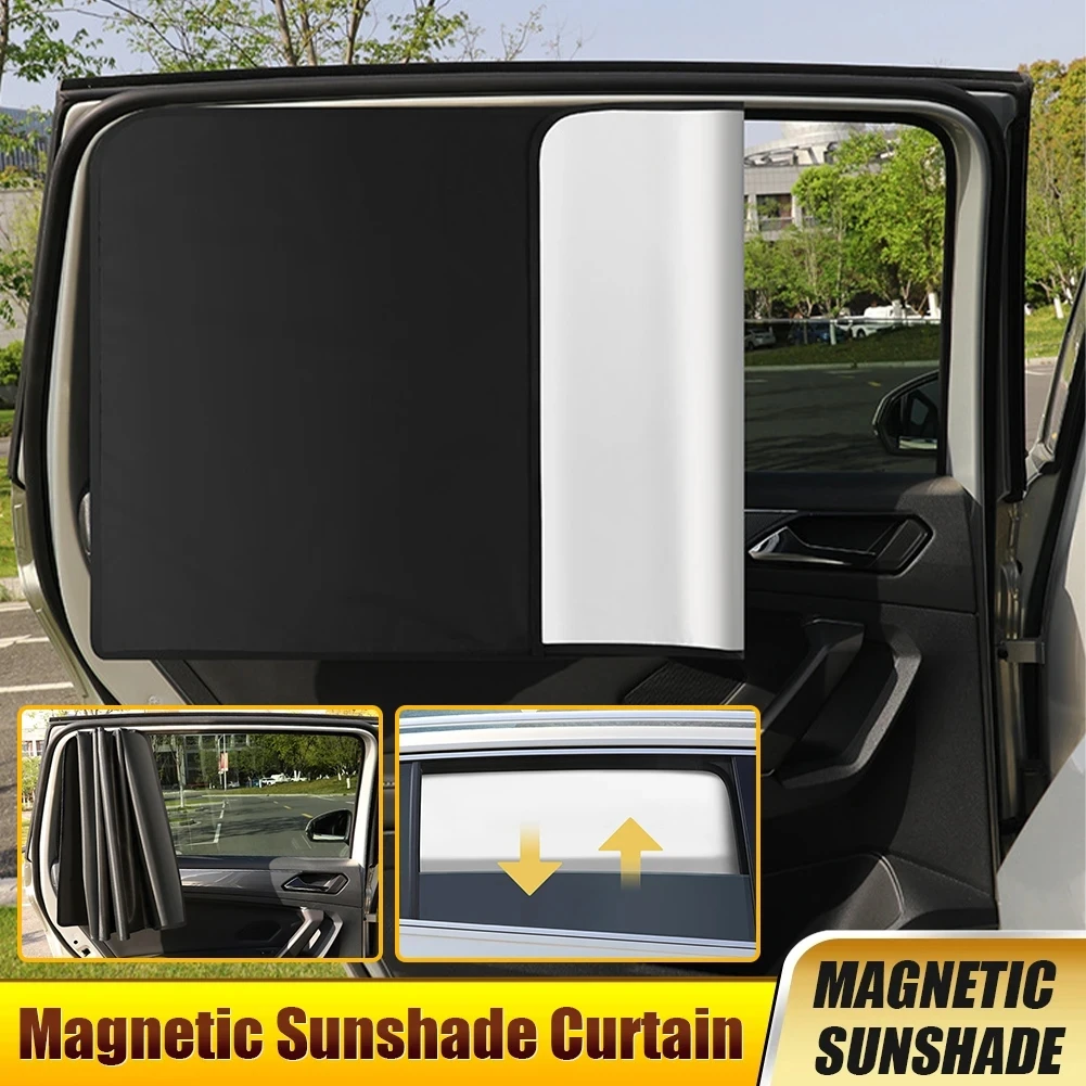 

Universal Magnetic Car Sunshade Reflective Silver Cloth Sunscreen Front Rear Window Shade Cover Summer Window Curtain Sun Visor