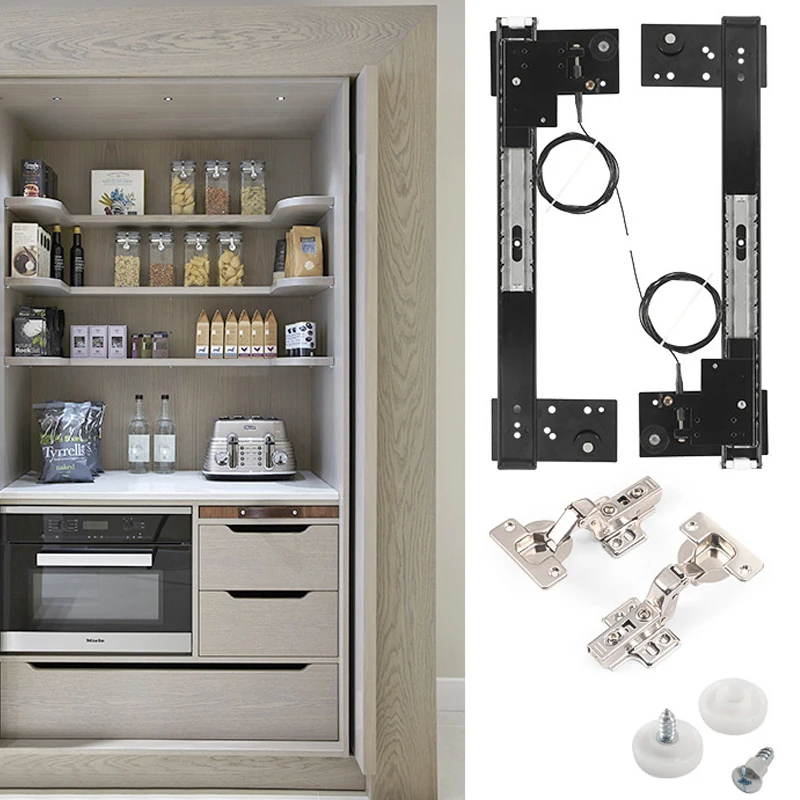 

Cabinet Hidden Swing Door Slide Rails Wardrobe Side Telescopic Track TV Folding Plug-in Storage Bracket Furniture Hardware