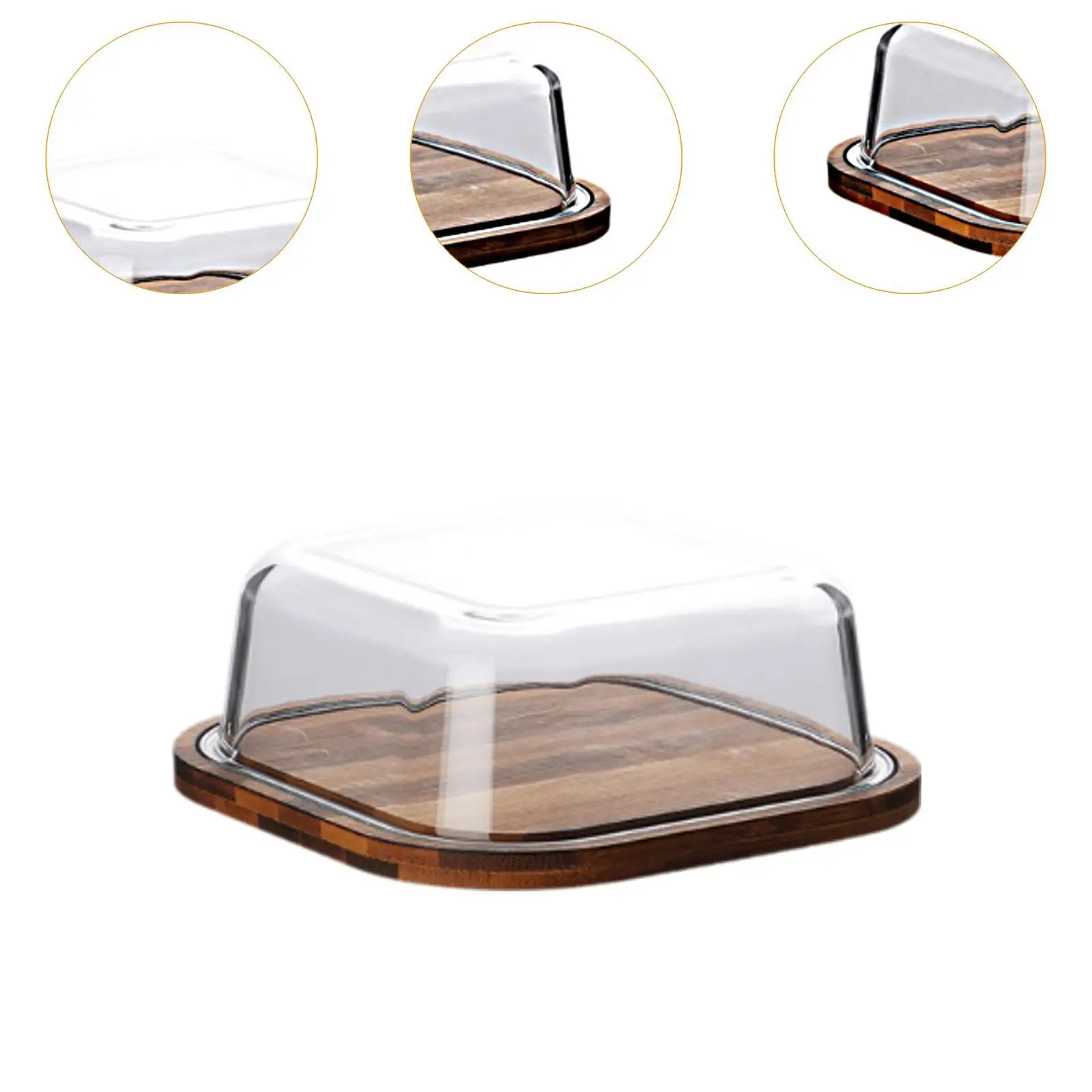 Glass Cover Butter Dish Easy Clean Multiuse Keeper Dessert Box for Restaurant Coffee Shop Bakery Dining Room Countertop