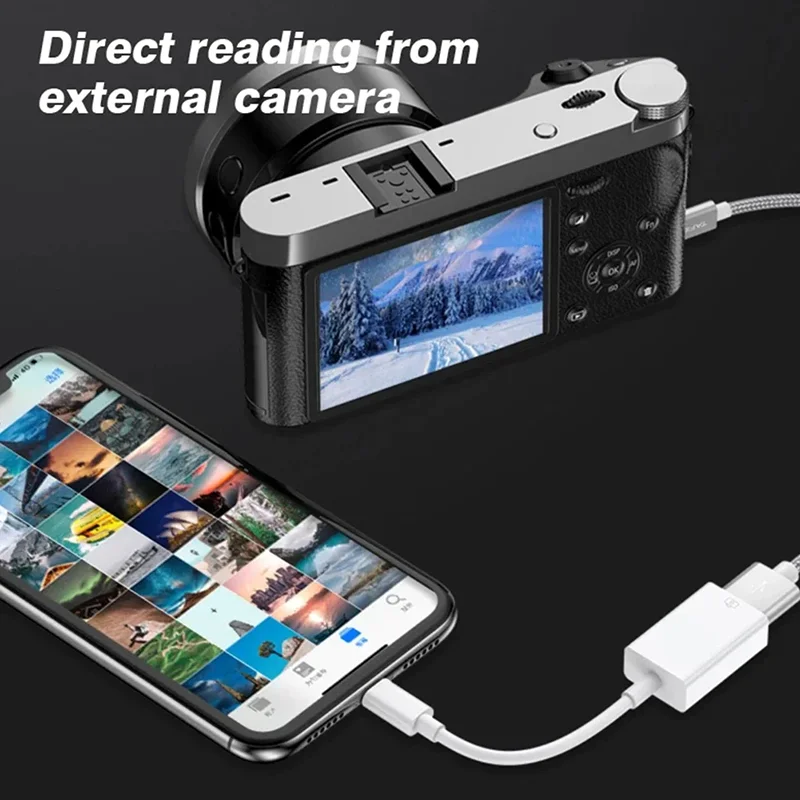 OTG USB-адаптер типа C к USB A для iOS в USB-конвертер Apple iPhone 16 15 14 13 12 Pro Max Мышь U-диск Камера