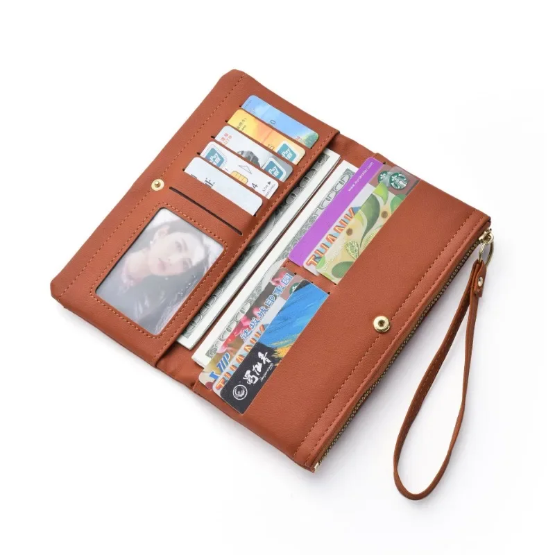 Женский Длинный кошелек из искусственной кожи Модный Универсальный однотонный