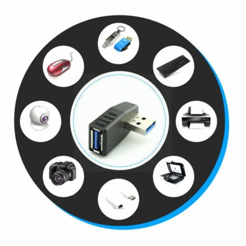 

90degree Usb 3.0 A Male To Female Adapter Connector Extension P5s5 Angle Extender I8e7