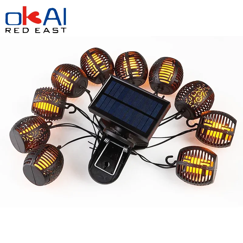 

Solar Outdoor Lanterns Garden LED String Lights Solar Lamps Waterproof Hanging Lantern Decoration Patio Flickering Flame Lights