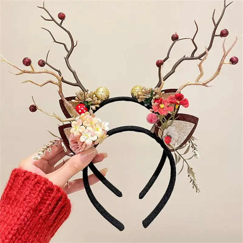 

Повязка на голову с рогами лося, праздничная Красивая необычная Милая повязка на голову с имитацией оленя для вечеринок, уникальное Рождественское украшение на голову