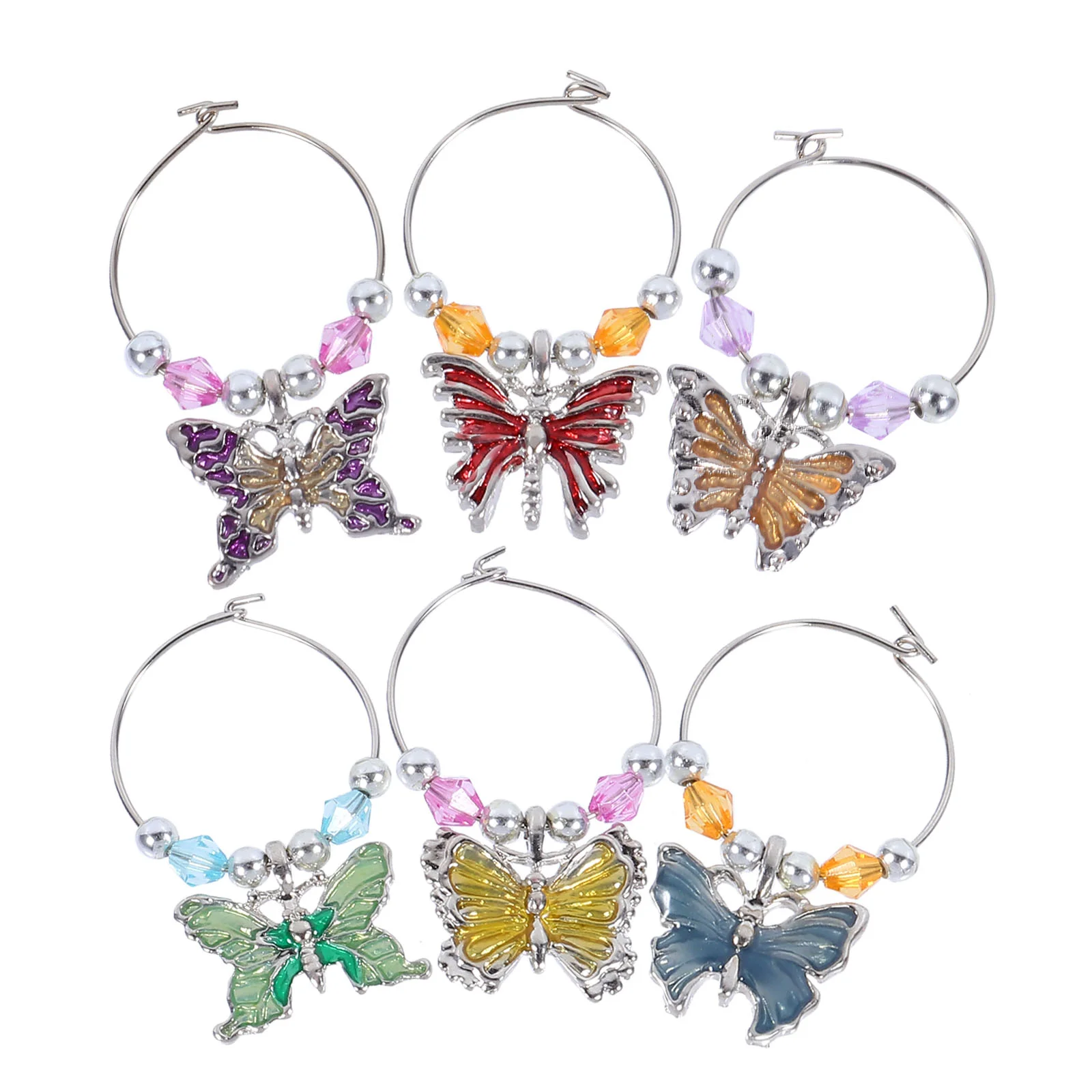 

6Pcs Butterflies Drink Marker Party Glass Charm Identifiers Cup Signs