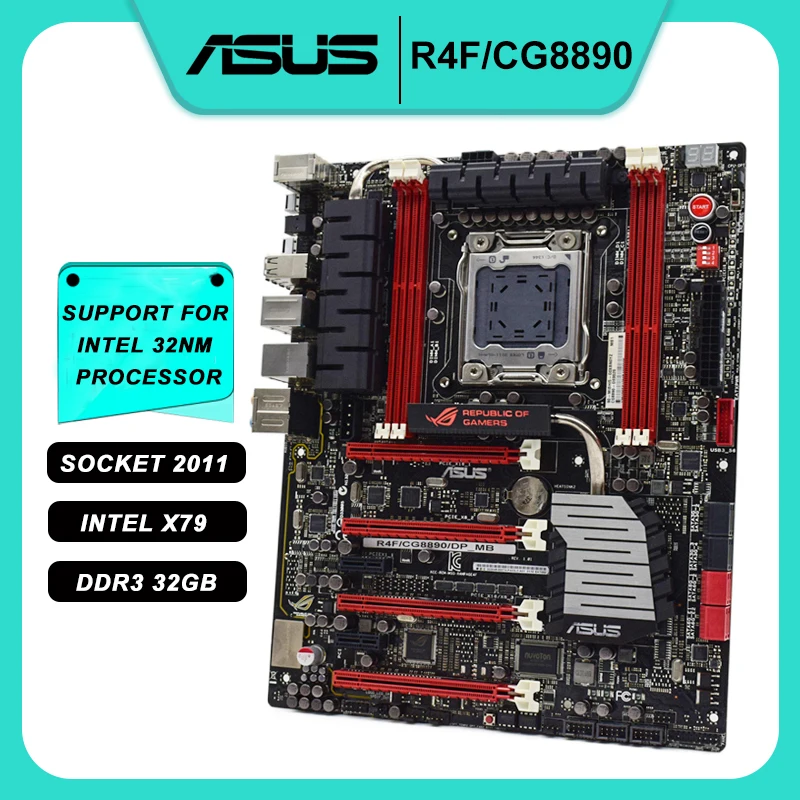 

ASUS ROG R4F/CG8890 набор материнской платы для майнинга X79 материнская плата LGA 2011 поддержка Core i7 процессоры DDR3 32 Гб PCI-E 3,0 SATA3 6 × USB3.0 ATX