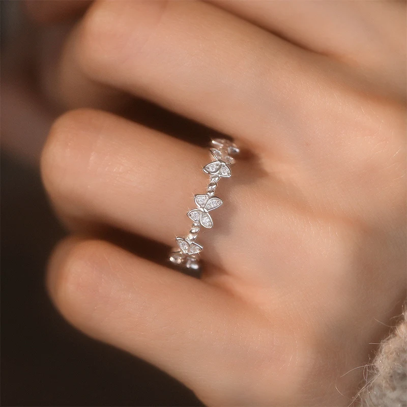 Кольцо из стерлингового серебра 925 пробы с кристаллами женское кольцо открытым