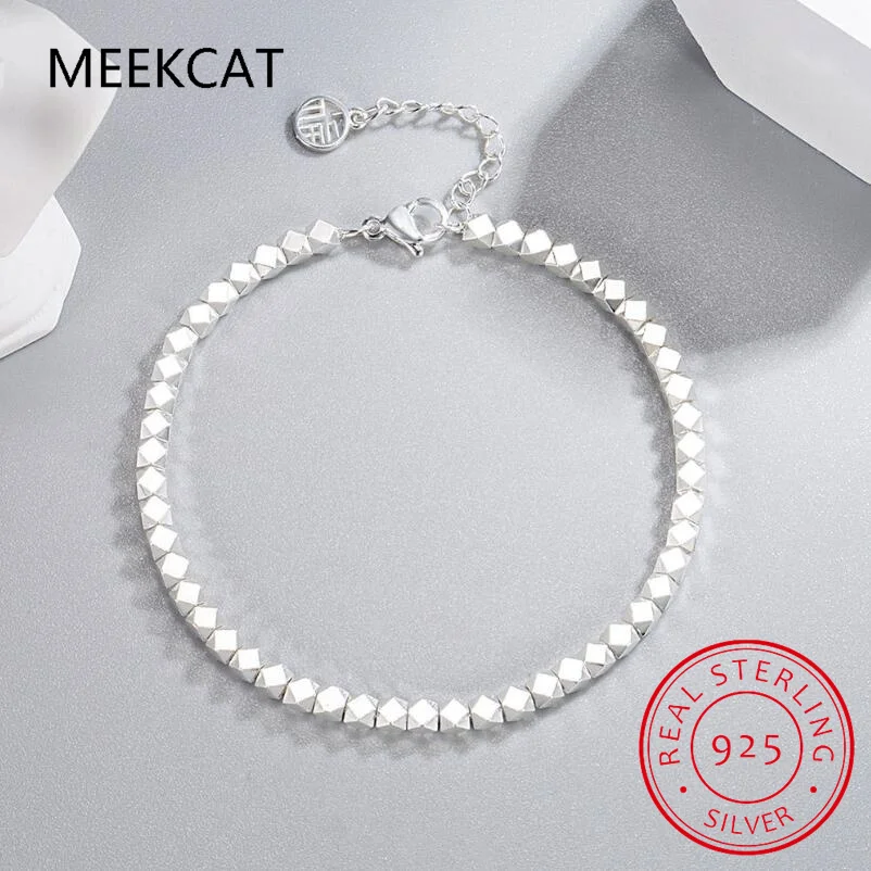 Красивый квадратный браслет из стерлингового серебра 925 пробы с геометрическим