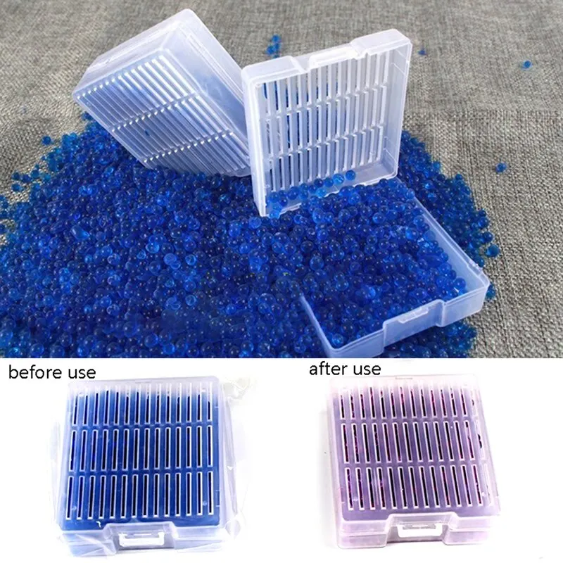 

1 коробка гелевых бусин, осушитель с индикацией изменения цвета, поглотитель влаги