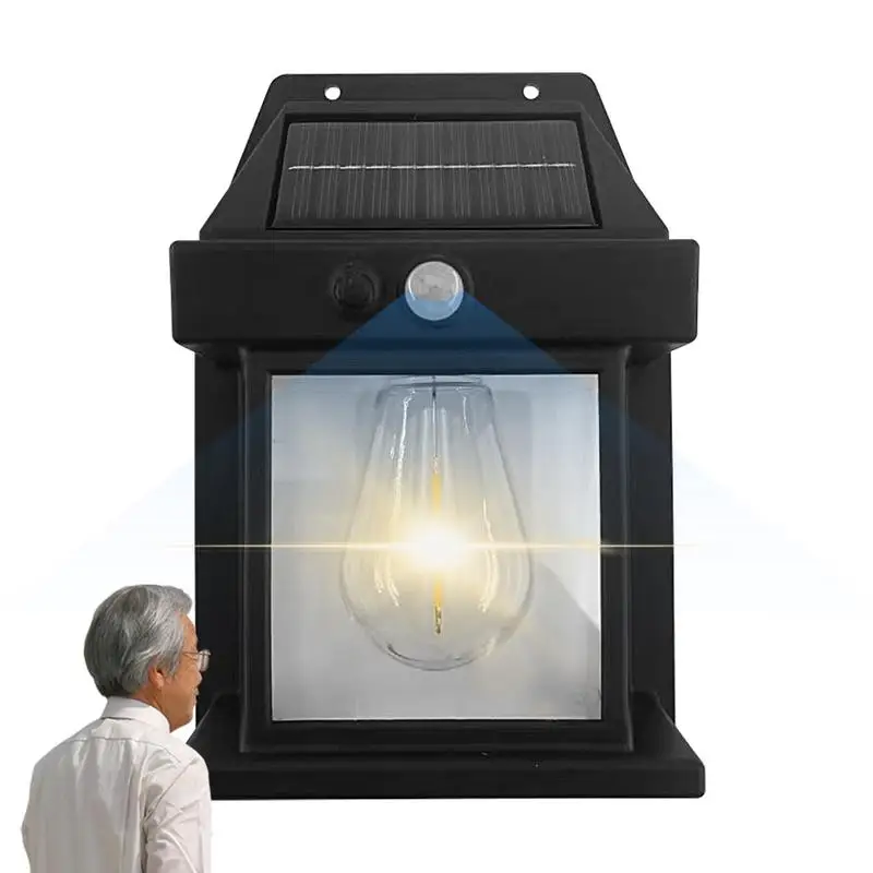 

Вольфрамовая настенная лампа с датчиком движения, индукционный настенный светильник на солнечной батарее, водонепроницаемость IP65, настенный фонарь в ретро стиле для наружного освещения