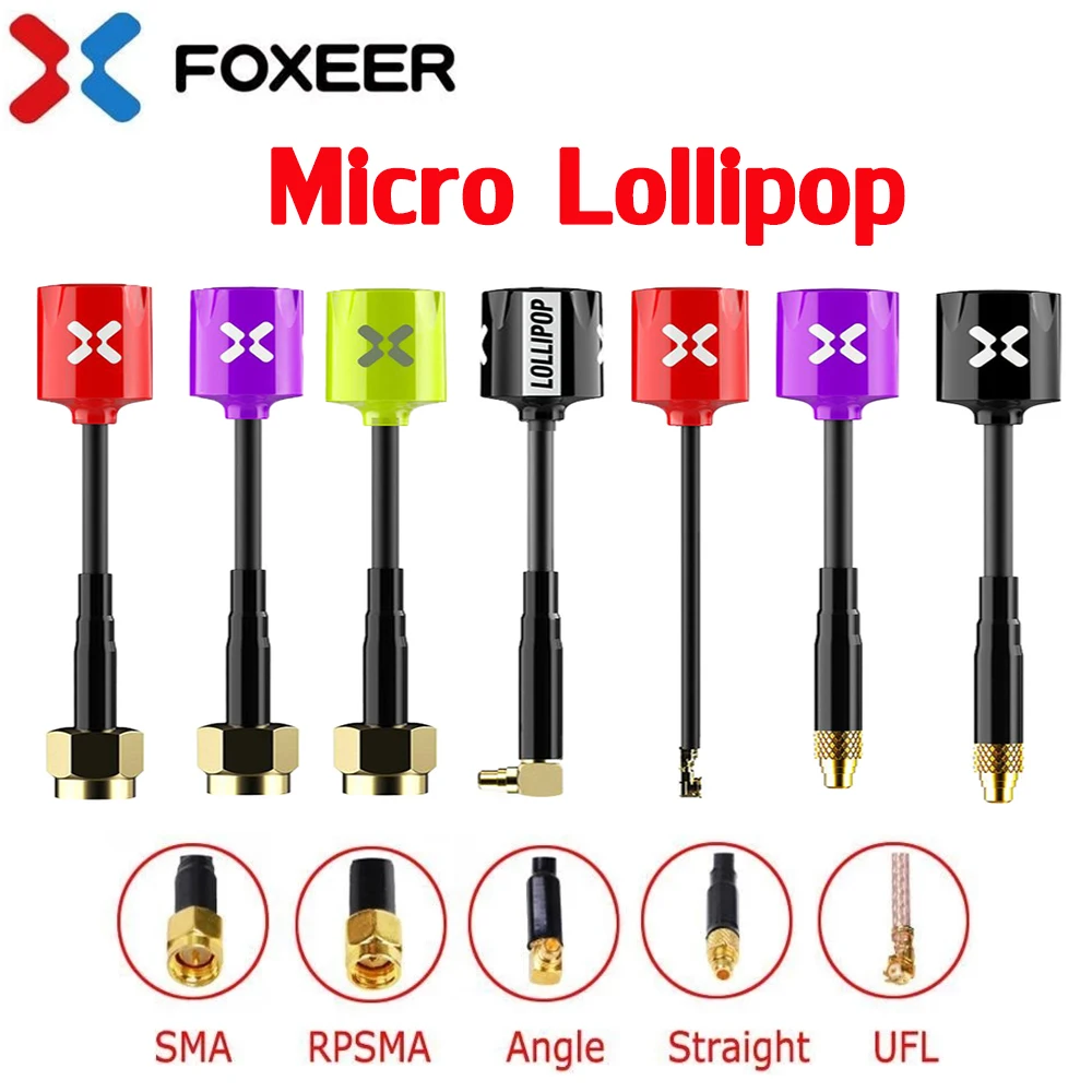 Антенна Foxeer MICRO Lollipop FPV 5,8 ГГц дБи Omni RHCP SMA RPSMA UFL MMCX для FPV гоночного дрона, обновленная версия