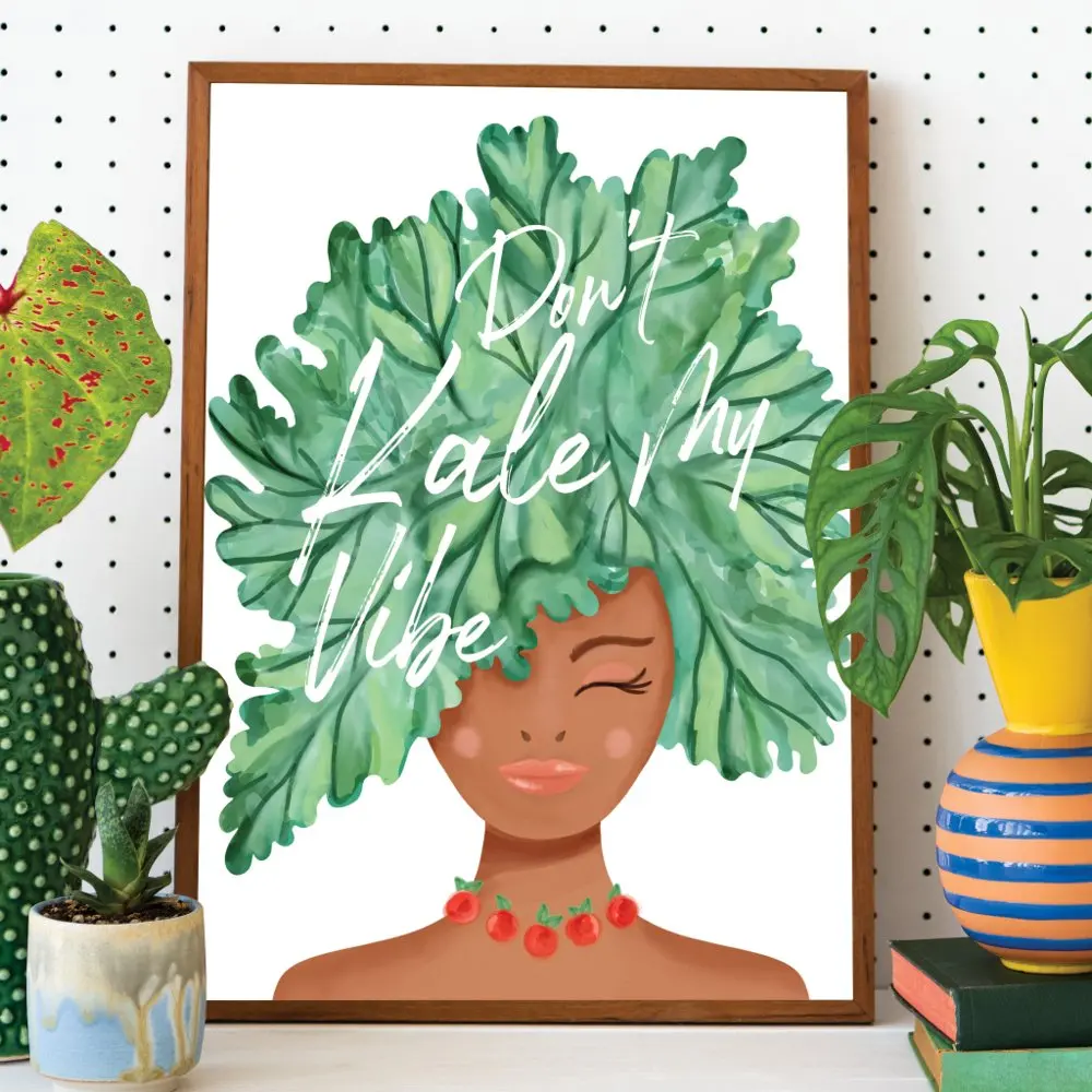 

Плакат «Don T Kale My Vibe», акварель, капуста, красивая женщина, постер, украшение, винтажный Забавный принт, современная настенная комната, без рамки