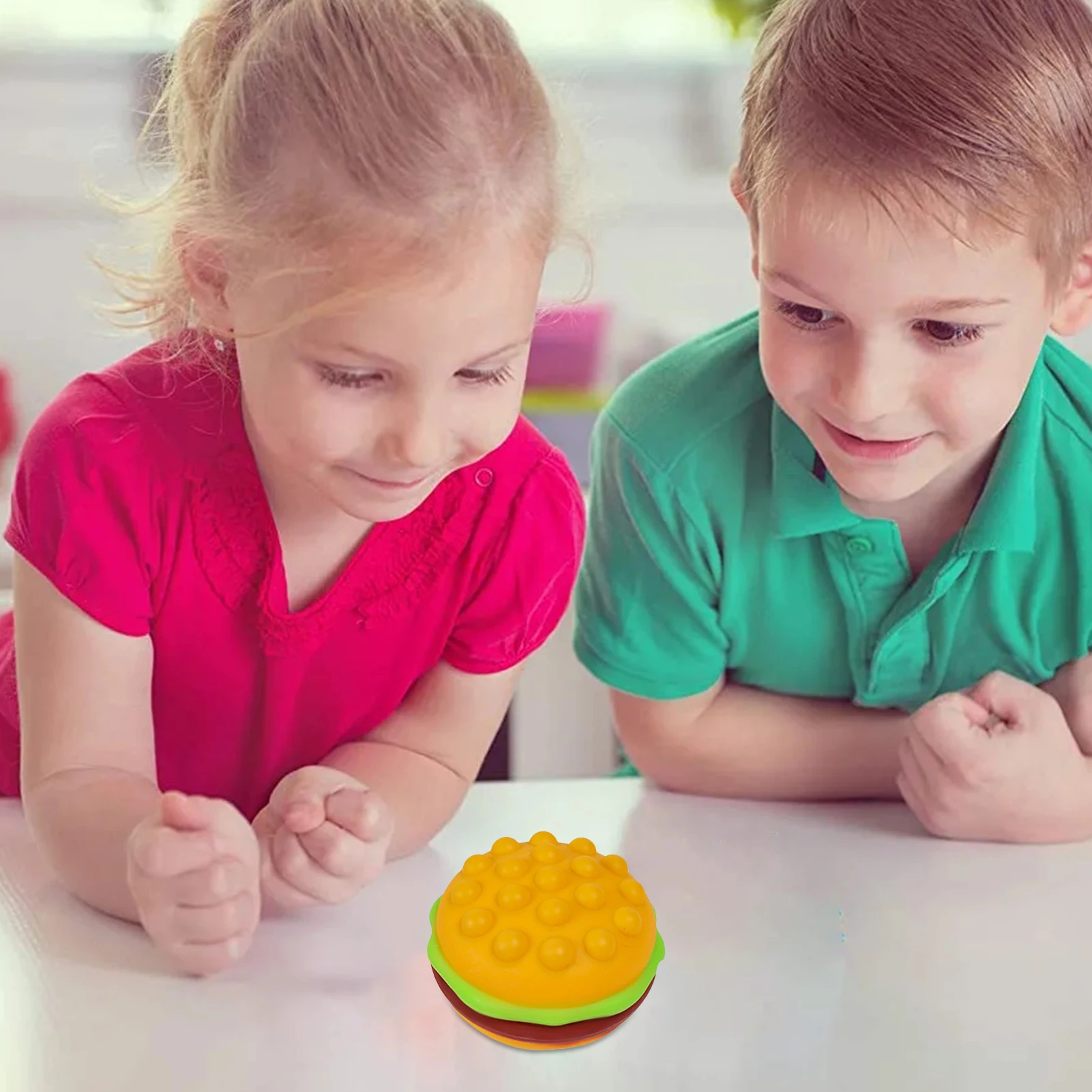 

Stress Balls 3D Squeeze Hamburger Finger Balls Food Grade Silicone Sensory Push Bubble Fingertip Toy Durable Anxiety Relief